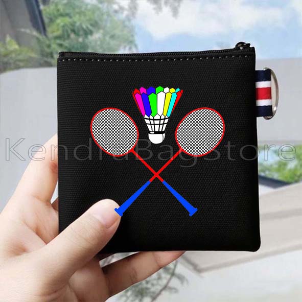 Badminton Quotes Funny - 面白いバドミントンの引用句 カラフルなレインボーギフト キャンバスコインパースバッグ 口紅 スクエアキー収納カードバッグ ポーチ