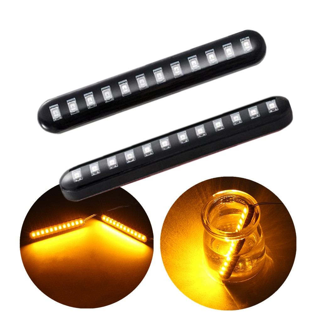 Badminton Flash - 2 個 12 LED モト信号灯シーケンシャル水流れるミニストリップオートバイ車のストリップ Led