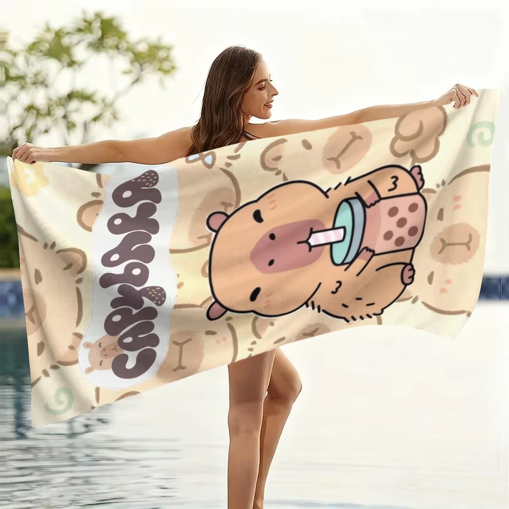 小から大まで使えるタオル カピバラ柄ビーチタオル 速乾性 ビ - Towel Small Sport のレビューと価格
