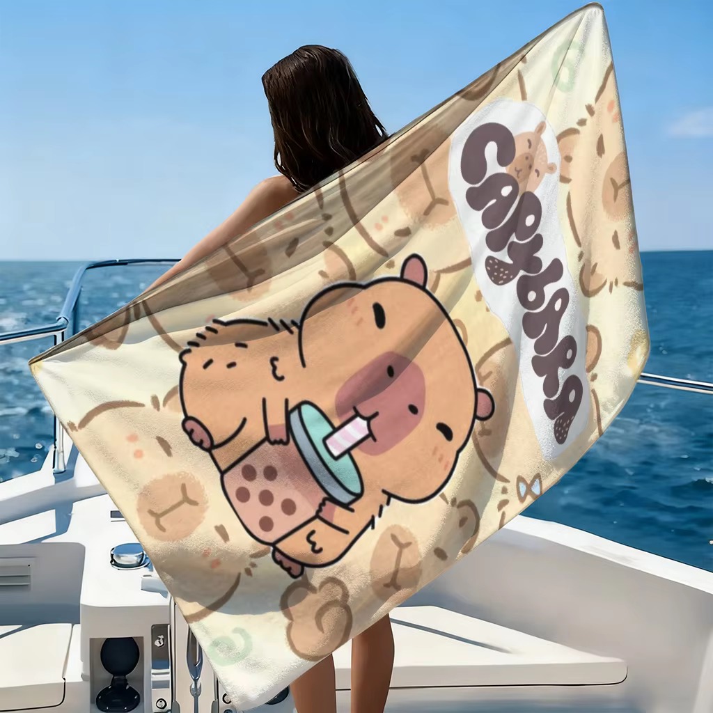 小から大まで使えるタオル カピバラ柄ビーチタオル 速乾性 ビ - Towel Small Sport のレビューと価格