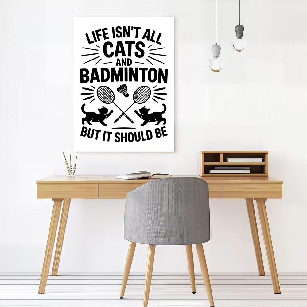 猫とバドミントンの面白い引用句キャンバスウォールアートポスタ - Badminton Quotes Funny のレビューと価格