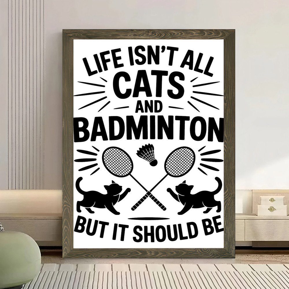 猫とバドミントンの面白い引用句キャンバスウォールアートポスタ - Badminton Quotes Funny のレビューと価格