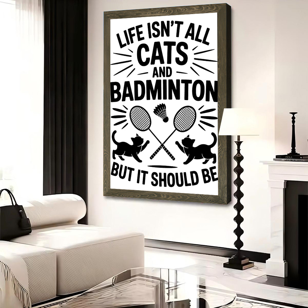 猫とバドミントンの面白い引用句キャンバスウォールアートポスタ - Badminton Quotes Funny のレビューと価格