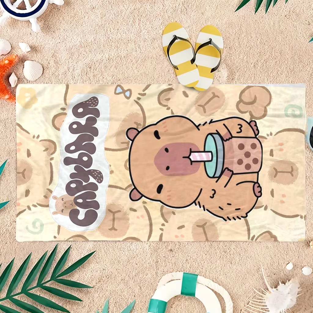 カピバラ漫画ビーチタオル速乾性小～大判タオルビーチプールスポ - Towel Small Sport のレビューと価格